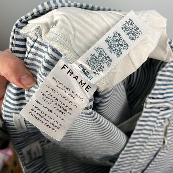 Frame Le Crop mini boot pinstripe denim pants size 32 - Picture 12 of 12